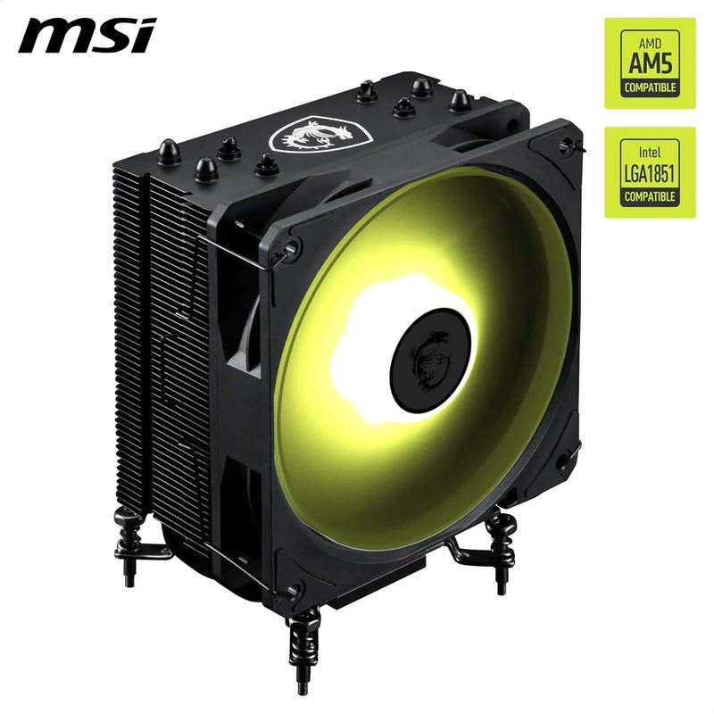 MSI MAG COREFROZR AA13 CPU Air Cooler – 120mm PWM Fan, 4 Direct-Touch Heat Pipes, 50 High-Density Fins, ARGB Lighting, Intel & AMD Compatible, 240W TDP, Quiet Rifle Bearing, Pre-Applied Thermal Paste, Black | 306-7ZWHA11-L80 - Image 2